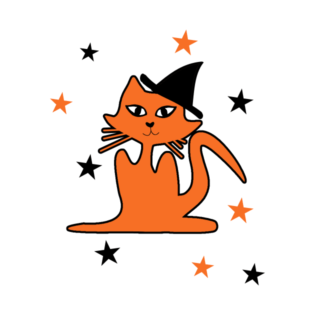 Cute Orange Cat in Witch Hat by Scarebaby