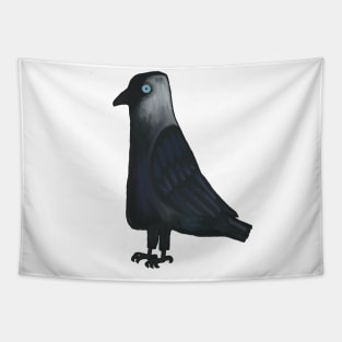 Blue eyed  Cartoon jackdaw Tapestry