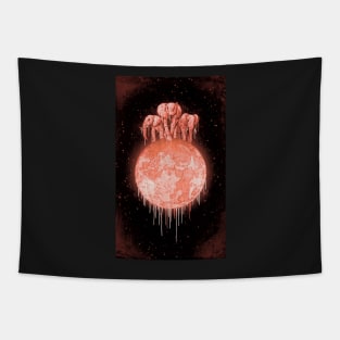 ELEPHANTS ON MOON (VARIANT) CORAL Tapestry