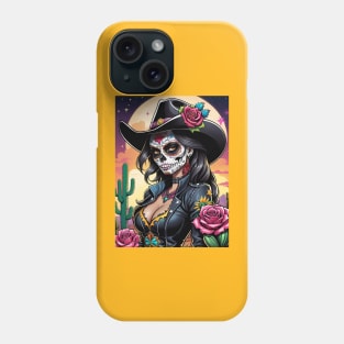 Vaquera - Dia De Los Muertos- Cowgirl Phone Case