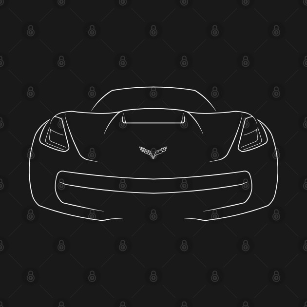 front/back Chevy Corvette C7 - stencil, white by mal_photography