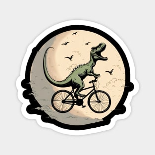 Dinosaur Bicycle Full Moon T-Rex Magnet