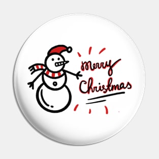 Merry Christmas Snowman Pin