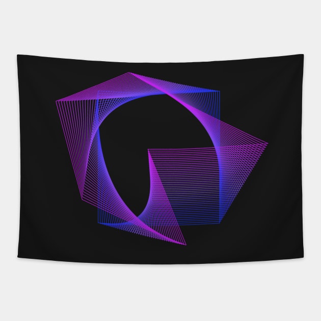 Abstract Geometry Square Line Art Neon Colors Tapestry by ddtk