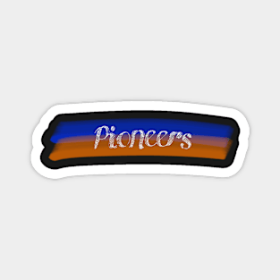 Pioneers orange & blue watercolor white cursive Magnet