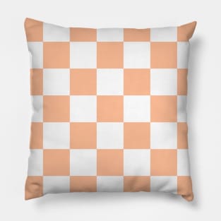 Checkered squares peach orange white geometric retro pattern Pillow