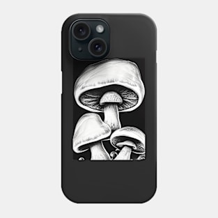 BLACK AND WHITE BUNCH OF MUSHROOMS Phone Case