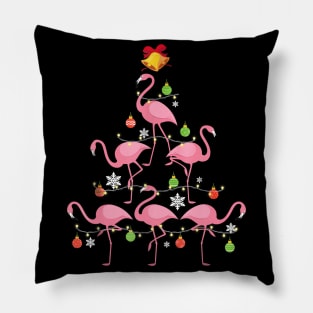 Pink Flamingo Christmas Tree Ornament Decor Pillow