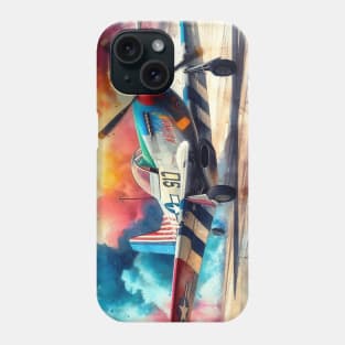 Artistic illustration of acrobatic aircraft landing Phone Case