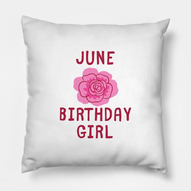 Birthday Girl June Six 2020 Summer Party Cake Balloons Wedding Anniversary Stay Home Virus Cute Animals Pets Funny Pandemic Shirt Cute Gift Sarcastic Happy Fun Inspirational Motivational Birthday Present Pillow by EpsilonEridani