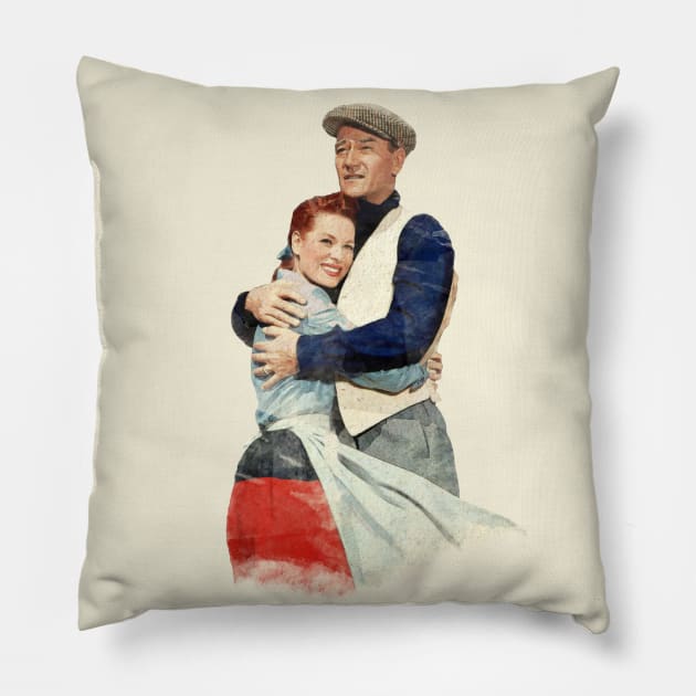 The Quiet Man - Watercolor Pillow by classicmovieart