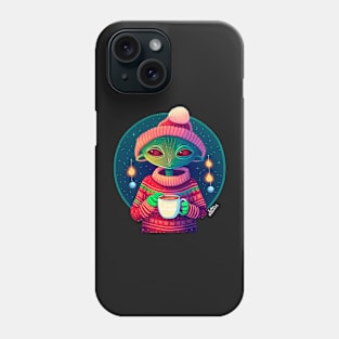 Christmas Funny Alien Drinking Coffee Wearing Sweater Phone Case