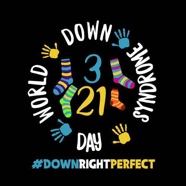 Down Right Perfect World Down Syndrome Awareness Day Socks by inksplashcreations