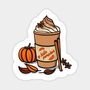 Autumn Pumpkin Spice Coffee Illustration Magnet