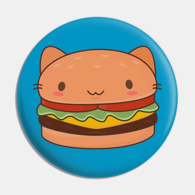 Kawaii Cat Burger T-Shirt Pin by happinessinatee