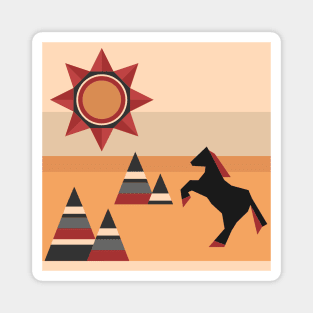 Horse jumping in mountains Magnet