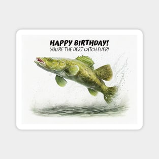 Happy Birthday Cod Fish Watercolor Magnet