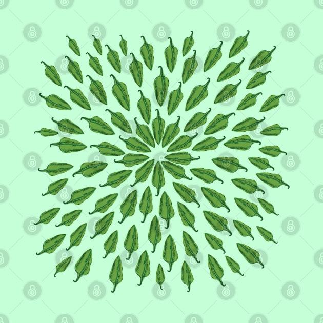 Hot Peppers Green Mandala by Manitarka