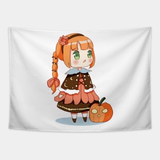 Mayu Chibi Halloween Pumpkin Girl Tapestry