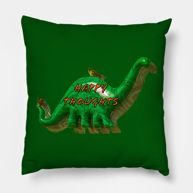 Trippy Dino and Birds - Happy Thoughts Pillow by aadventures