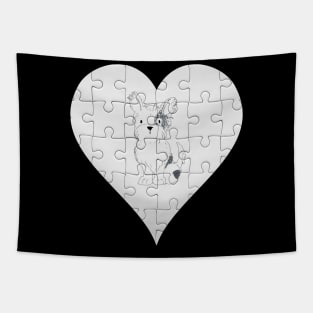 Terrier Heart Jigsaw Pieces Design - Gift for Terrier Black White Lovers Tapestry