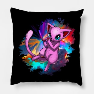 Pink cat Drinking the milky way Pillow