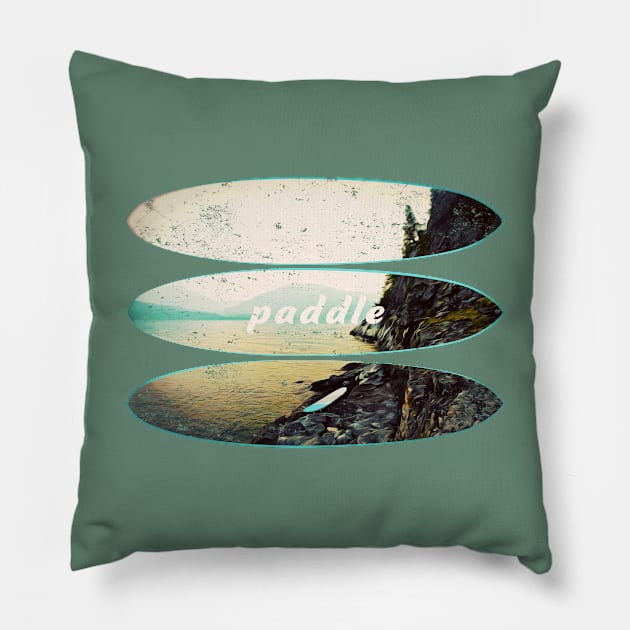 Vintage Paddleboard graphic Pillow by Spindriftdesigns