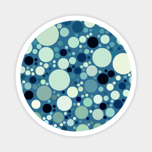 Ocean Blue Bubble Polka Dots Pattern Circle Magnet