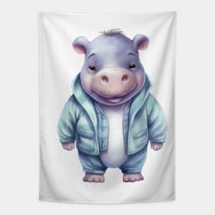 Hippopotamus Wearing Pajamas Tapestry