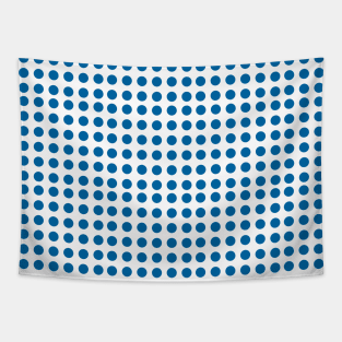 Blue Polka Dots on White Background Tapestry