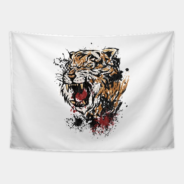 Tiger paint Tapestry by elangkarosingo