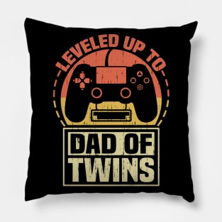 Gamer Dad Fathers Day Leveled Up To Dad Of Twins Vintage Pillow