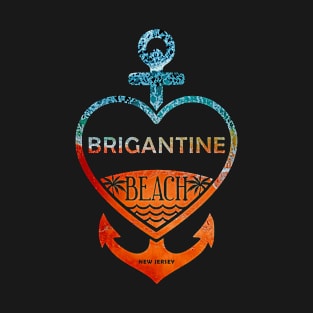 Brigantine Beach, New Jersey, Sandy Heart Ship Anchor T-Shirt