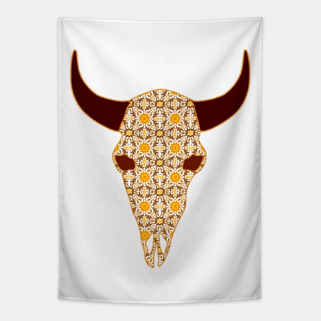 Buffalo Skull Tapestry by Nuletto