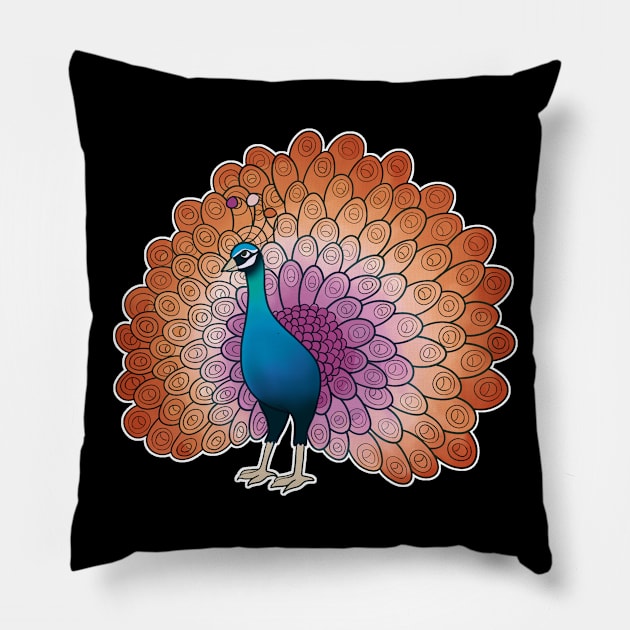 Lesbian Pride Peacock Pillow by celestialuka