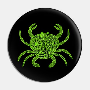 Mandala Crab (green and black inverted) Pin