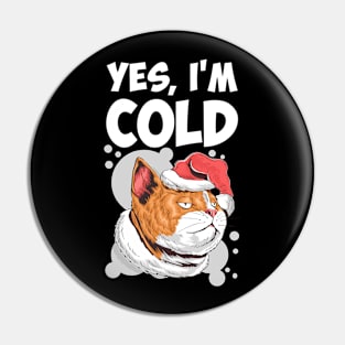 Yes I'm Cold Lazy Cat Face Cozy Chilly Days Pin