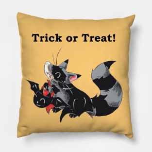 Double Masked Trick or Treater (With Text) Pillow