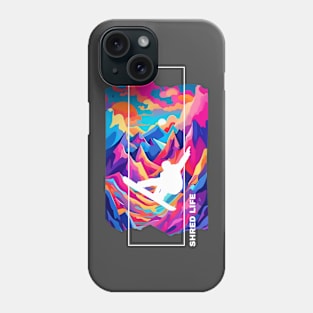 Shred Life - Neon Snowboarding - AI Art Phone Case