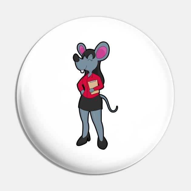 Mouse as Secretary with Notepad Pin by Markus Schnabel