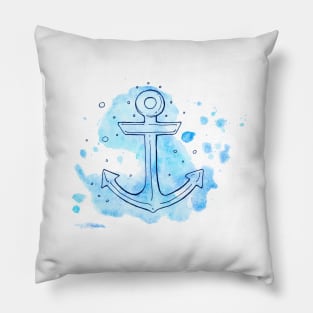 Anchor in watercolor and ink Pillow