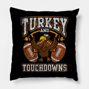Turkey And Touchdowns Thanksgiving Football Pillow