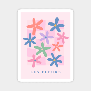 Les fleurs, Flower market, Y2K decor, Checkerboard, Cute flowers, Indie decor, Danish pastel Magnet