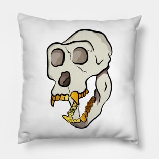 Monkey skull with gold teeth grills Pillow