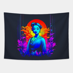 Geisha Girl in Bamboo Forest Tapestry