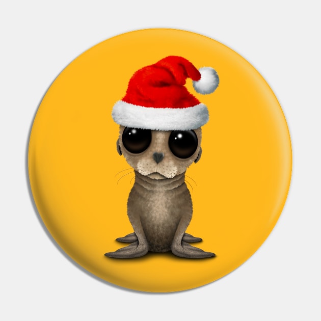 Baby Sea Lion Wearing a Santa Hat Pin by jeffbartels