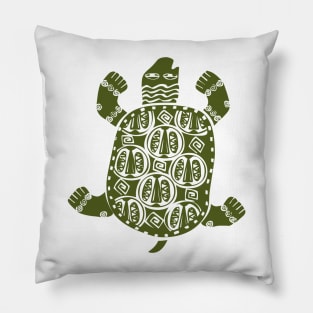 The Turtles in the jungle of Aztec Pillow