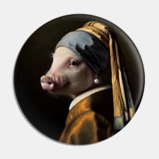 Pig with a Pearl Earring: National Pig Day Parody Pin