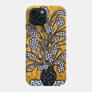 Cute Abstract Flowers in a Black and White Vase Still Life Painting Phone Case