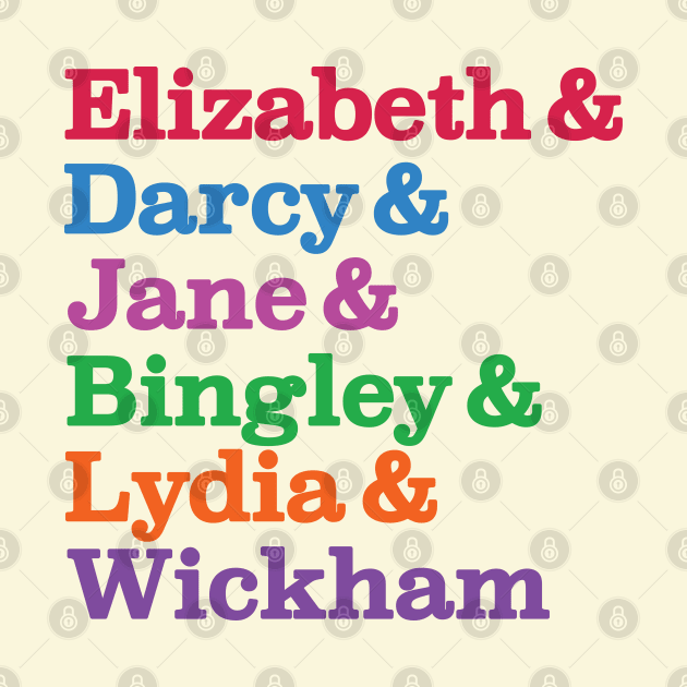 Elizabeth & Darcy & Jane & Bingley & Lydia & Wickham, Jane Austen, Pride & Prejudice by Coralgb